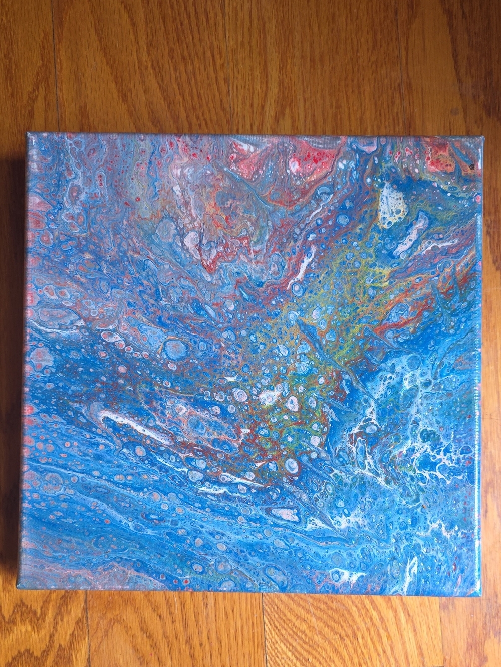 Blue Abstract Fluid Art Canvas Painting - Home Art 10x10